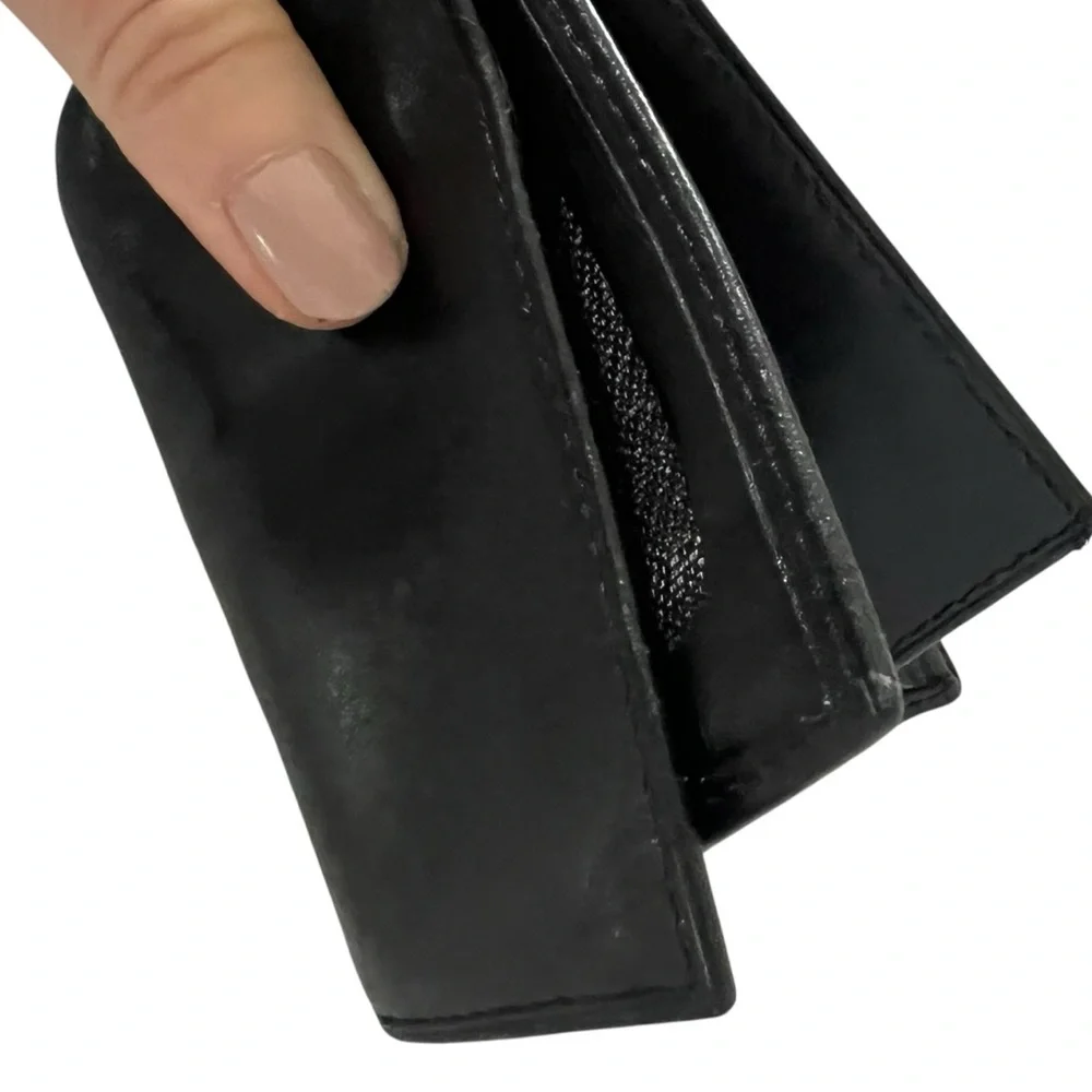 Prada card wallet black calfskin smooth leather 6” x4” vintage